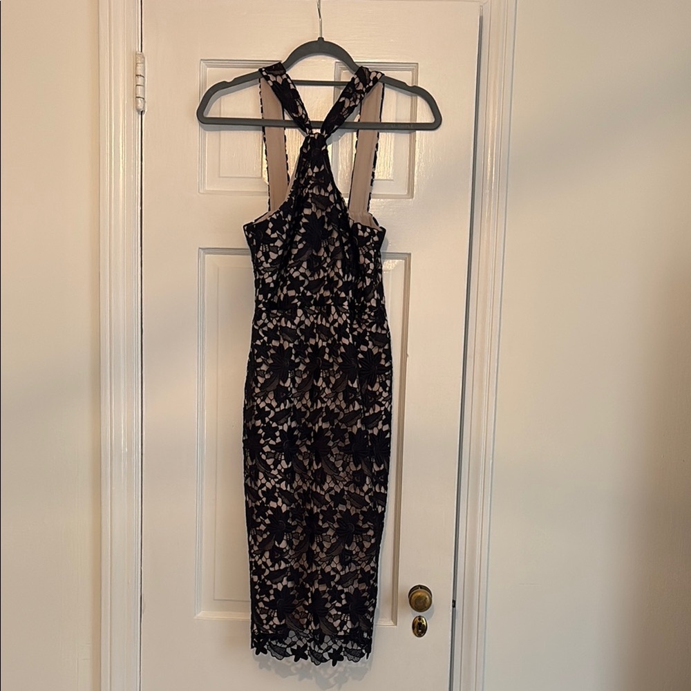 Club Monaco Elegant Brown and Cream Lace Dress